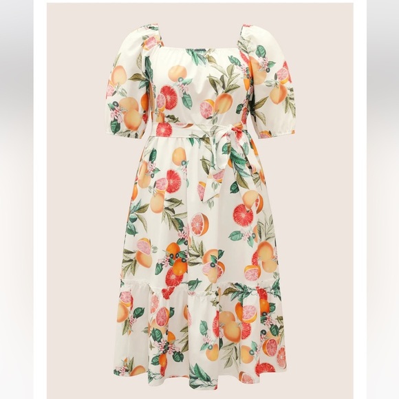 BloomChic Plus Size Floral Puff Sleeve Dress - Picture 1 of 5